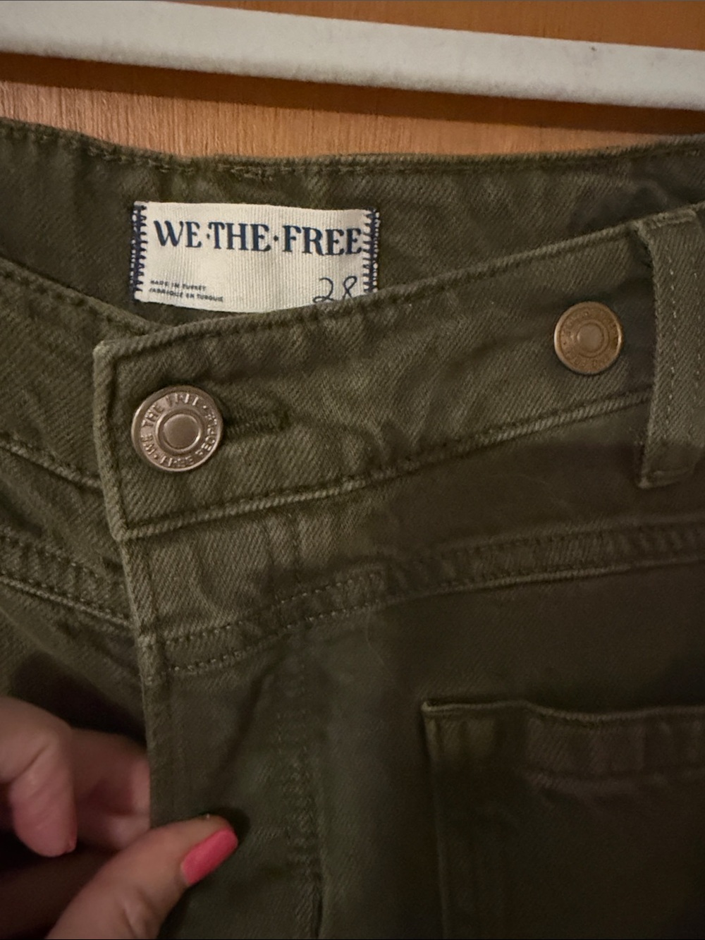We The Free Palmer Cuff Olive Green 28 Women's Jeans